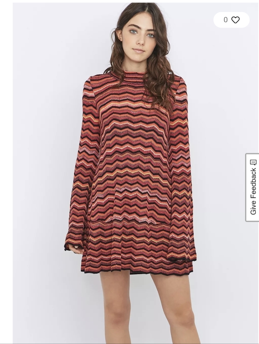 Free People,Ziggy Knit Long-Sleeve Mini Dress, Size S
